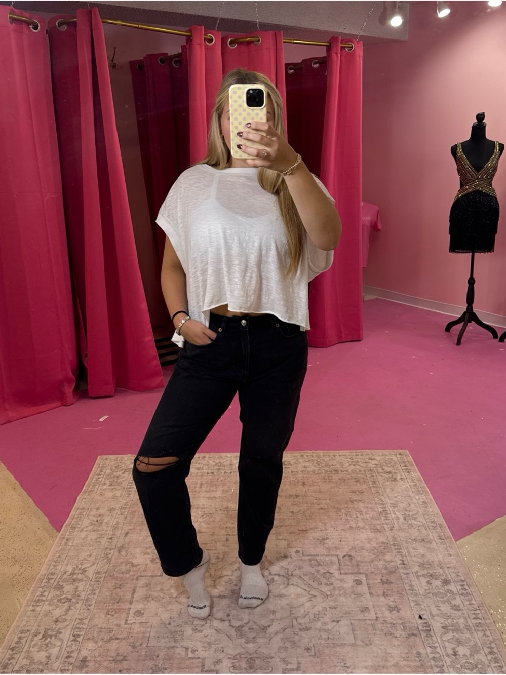 American Eagle Outfitters Black Distressed Mom Jeans